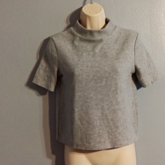 Zara women's light gray, black blends size small short sleeve mock neck … - Picture 8 of 17